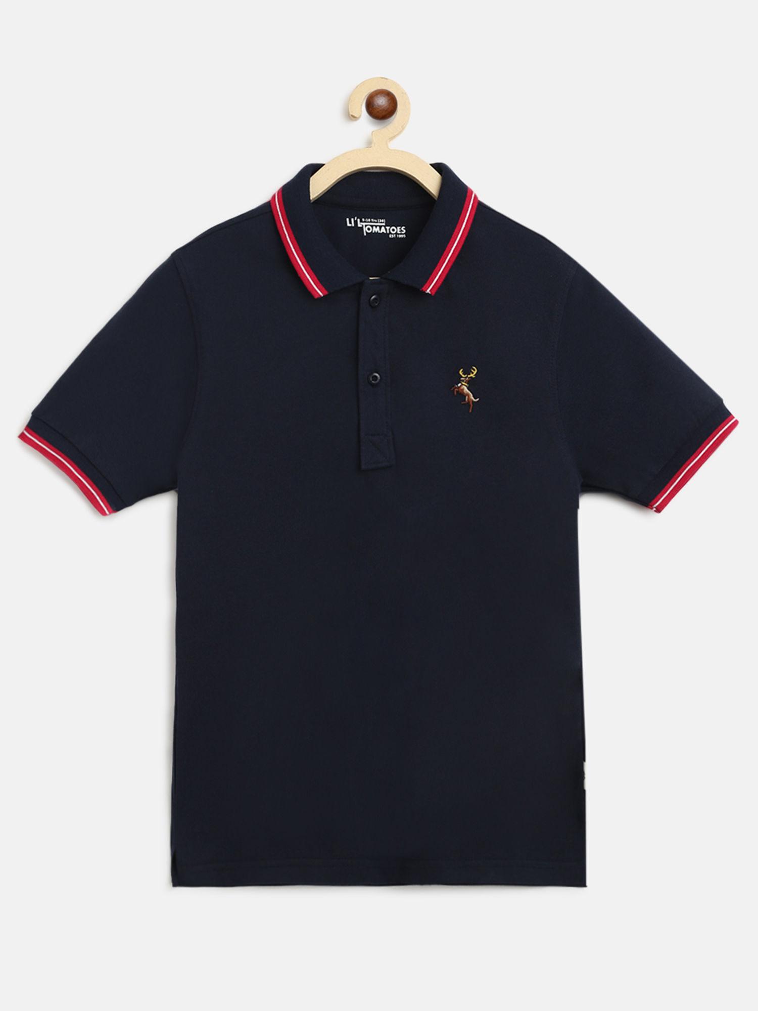 navy blue embroidered t-shirt