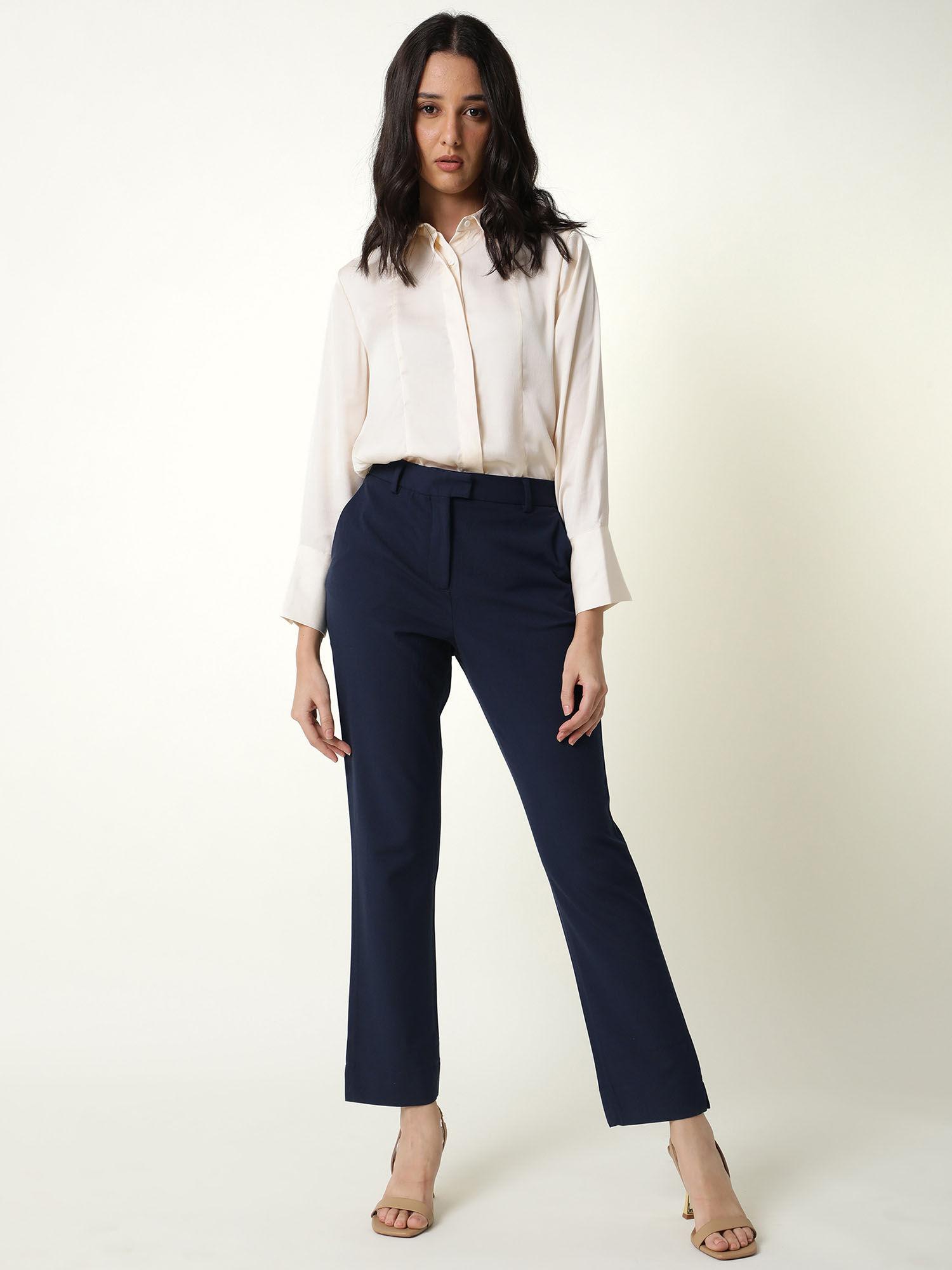 navy blue formal ankle length trouser