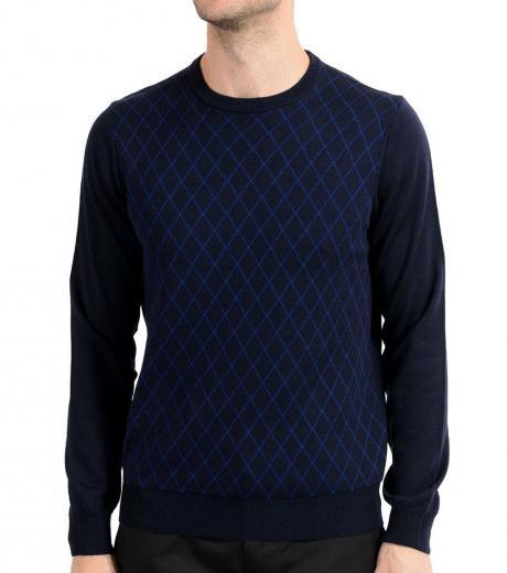 navy blue geometric print sweater