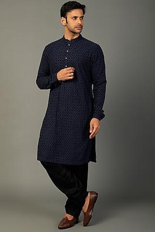 navy blue georgette kurta set