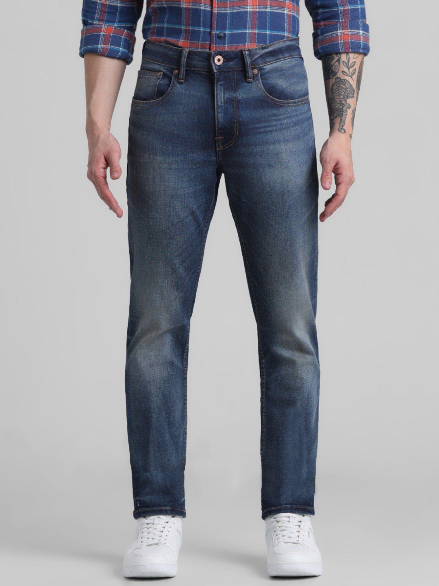 navy blue glenn slim fit low rise stretch jeans