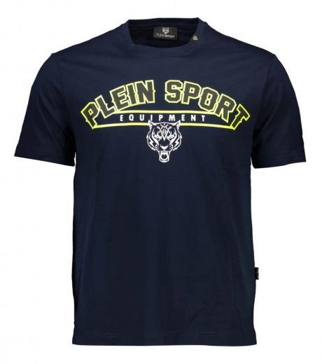 navy blue graphic logo print t-shirt