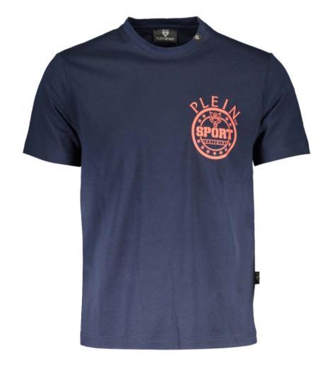 navy blue graphic logo print t-shirt