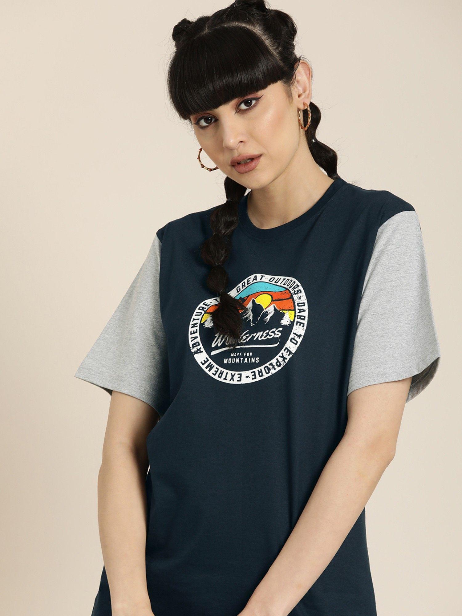 navy blue graphic oversized t-shirt