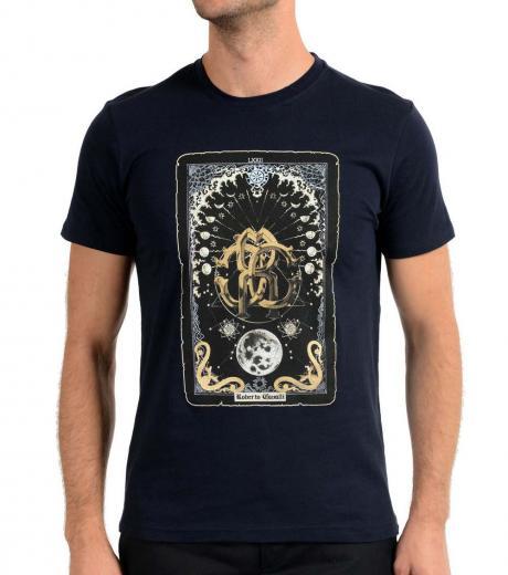 navy blue graphic print t-shirt