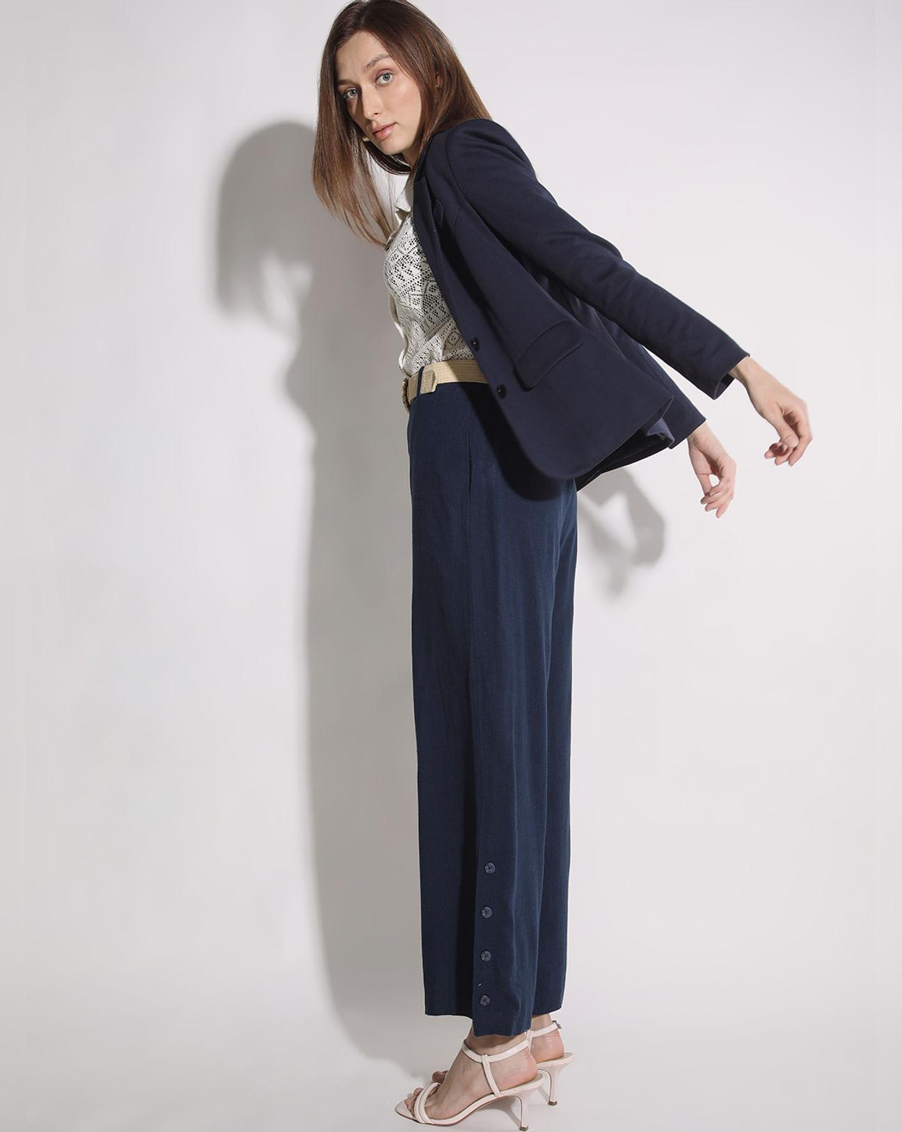 navy blue high rise pants