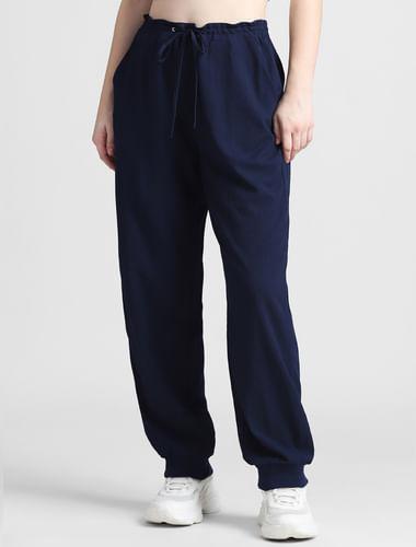 navy blue high rise regular fit joggers