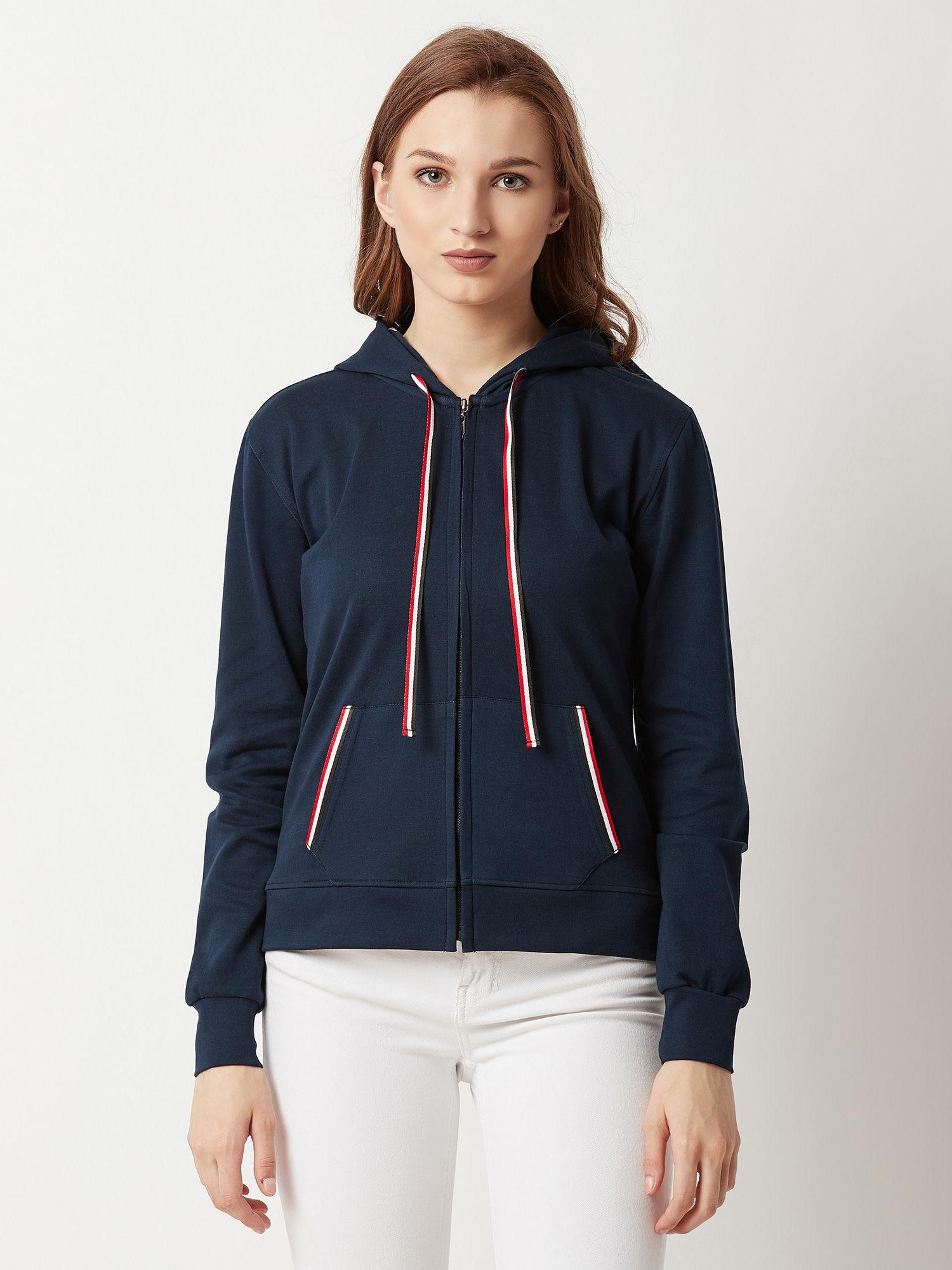 navy blue hooded sweatshirt