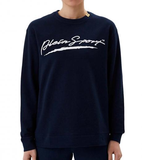 navy blue logo crewneck sweatshirt