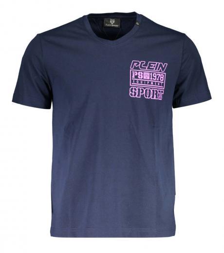 navy blue logo print t-shirt