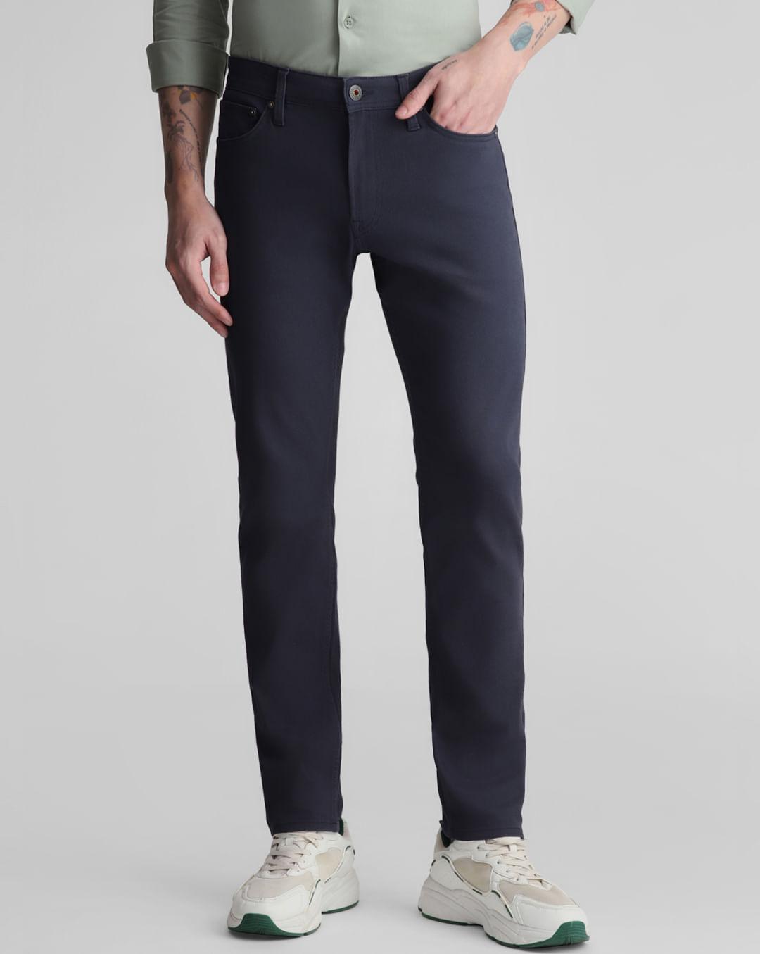navy blue low rise glenn slim fit jeans