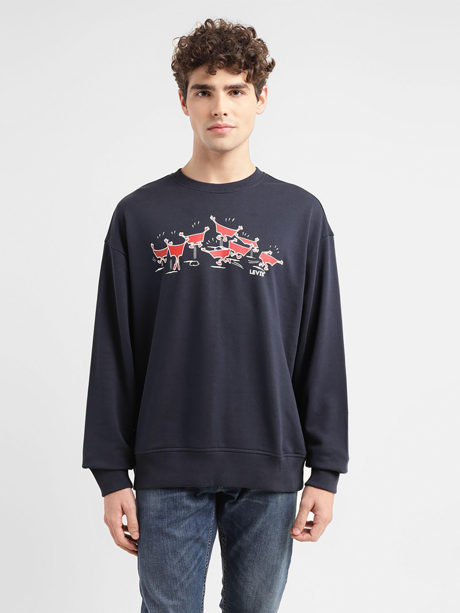 navy blue mens graphic navy crew neck sweatshirt