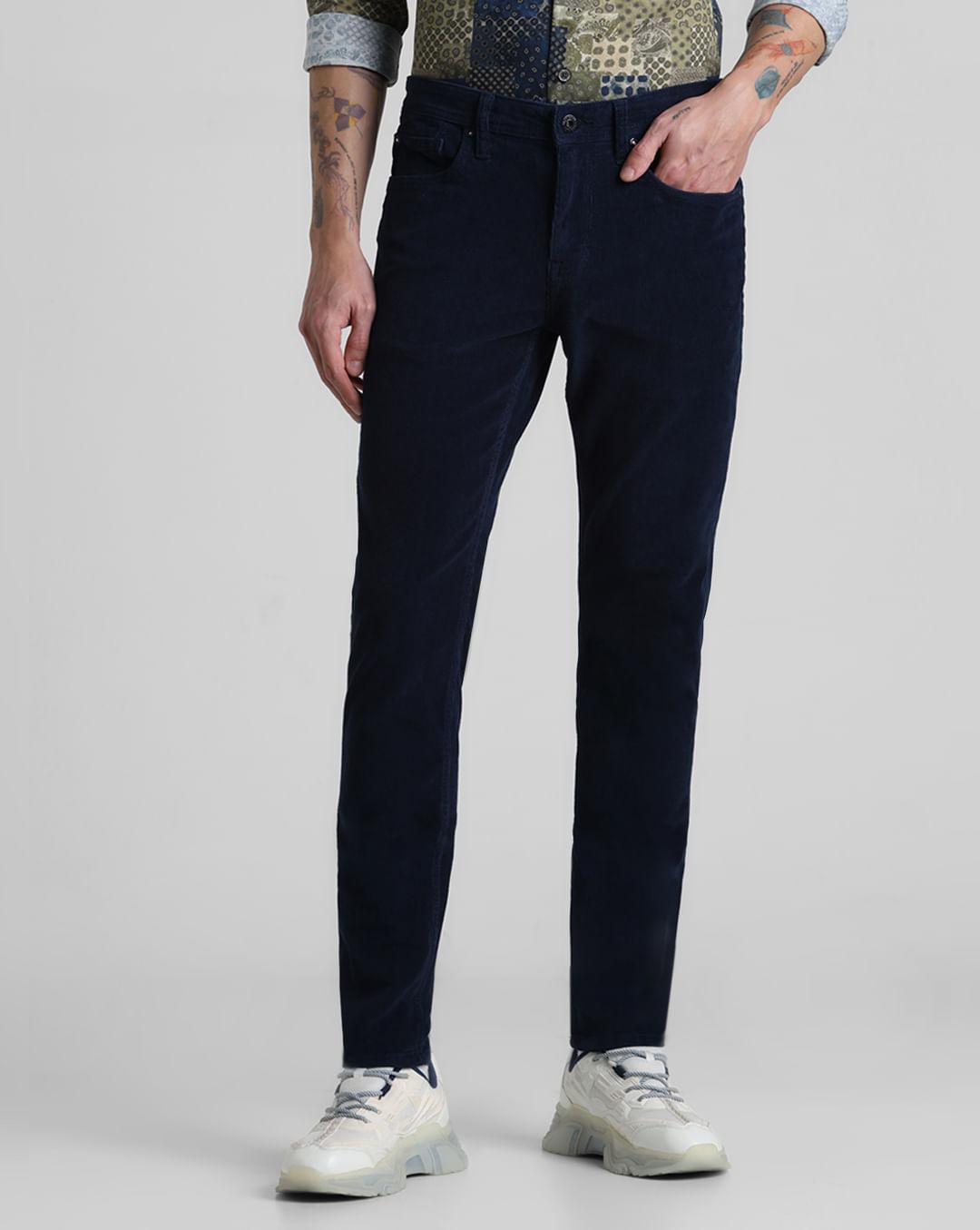 navy blue mid rise corduroy pants