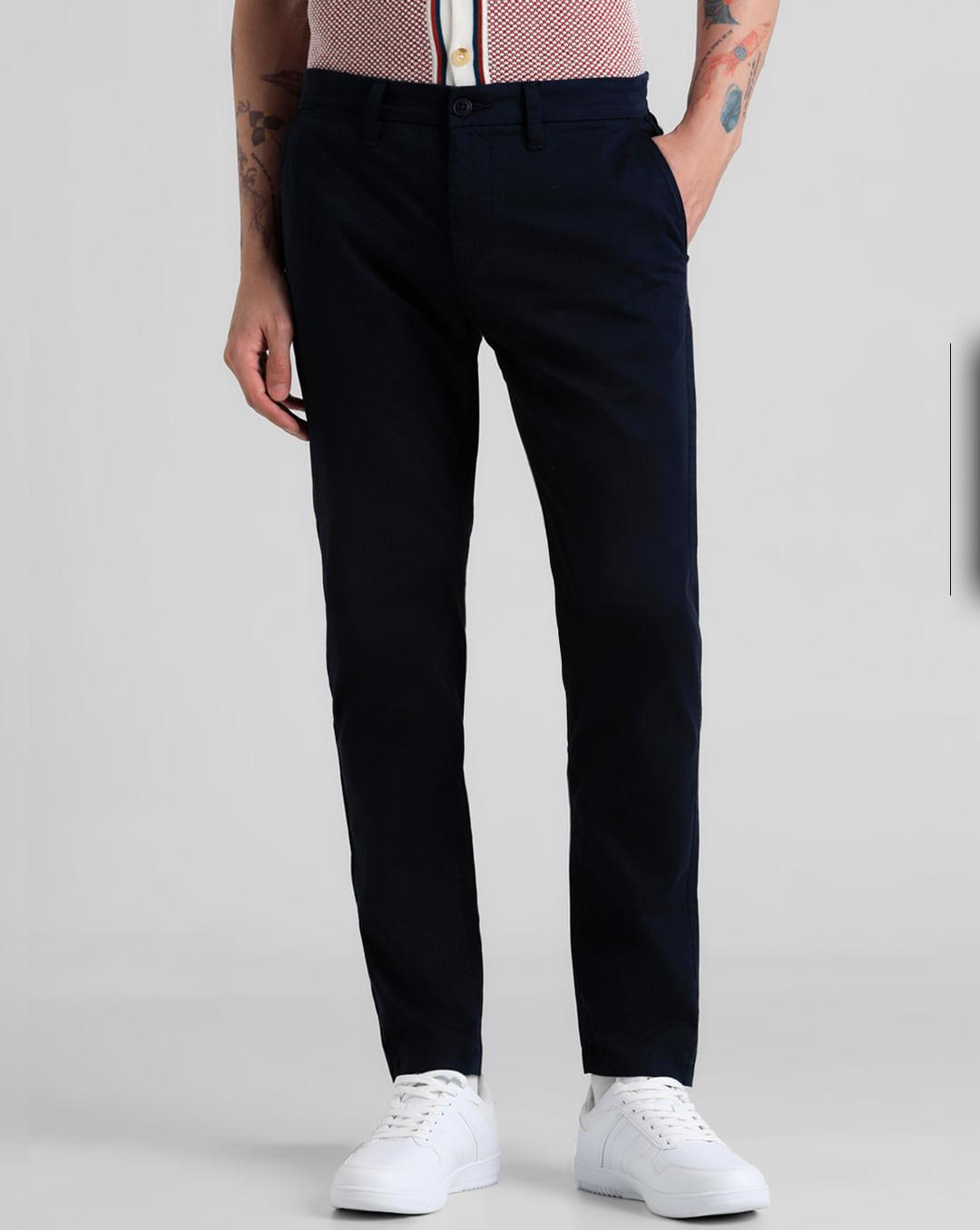 navy blue mid rise overdyed pants