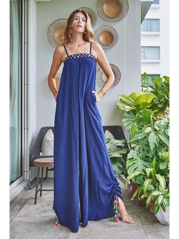 navy blue mirror embroidered jumpsuit