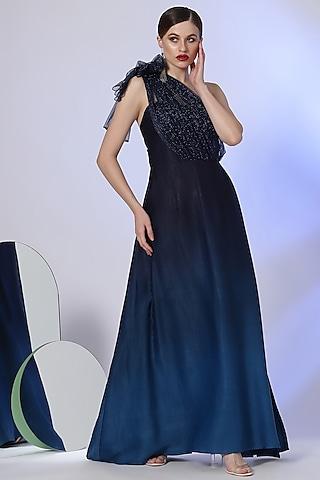 navy blue ombre gown
