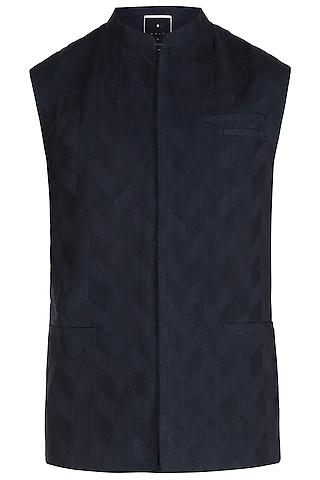 navy blue pintucks waist coat