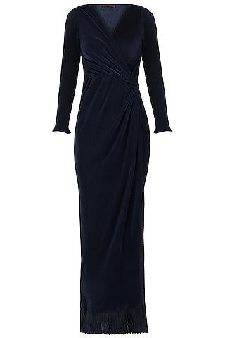 navy blue pleated gown