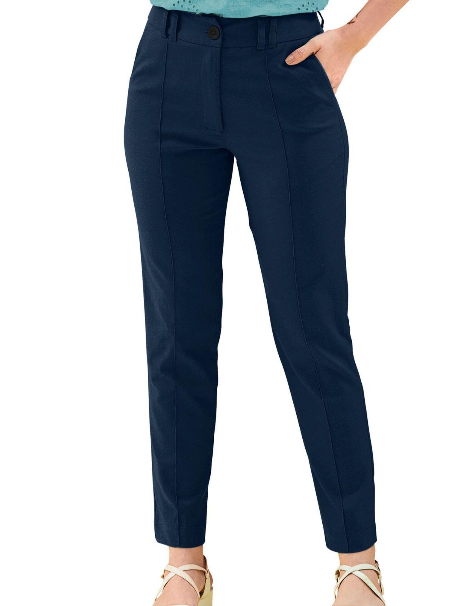 navy blue polyester trouser for women