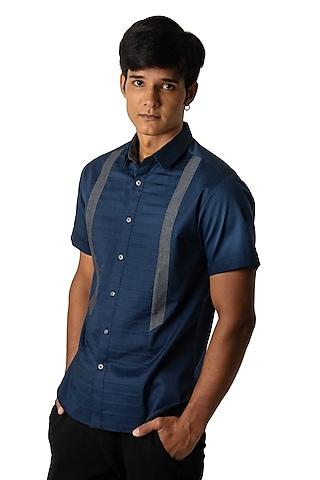 navy blue poplin shirt