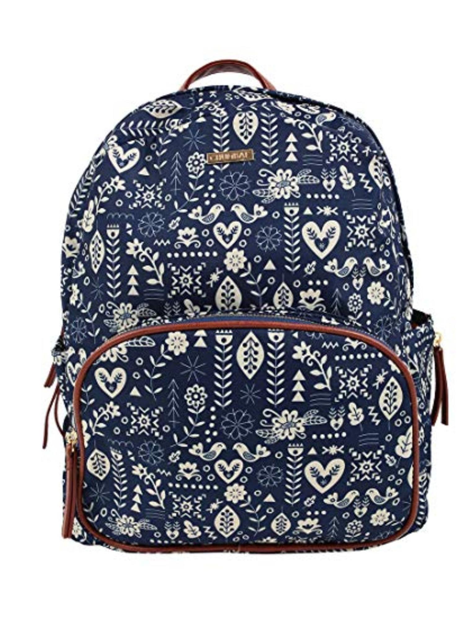 navy blue printed backpack