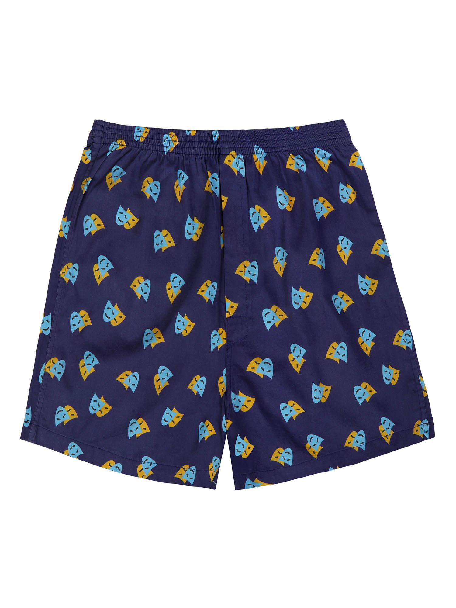 navy blue printed boxer