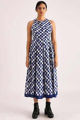 navy blue printed dress