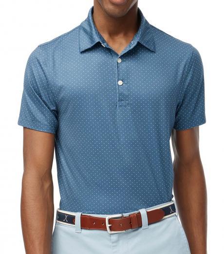 navy blue printed performance polo