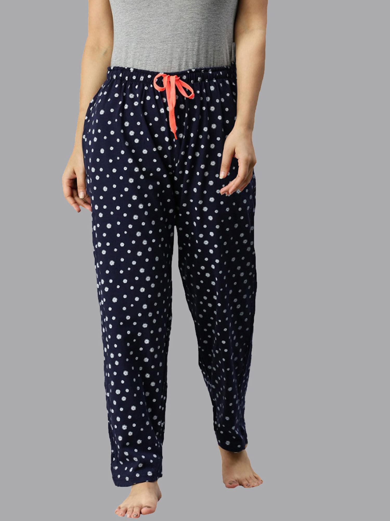 navy blue printed pyjama for women