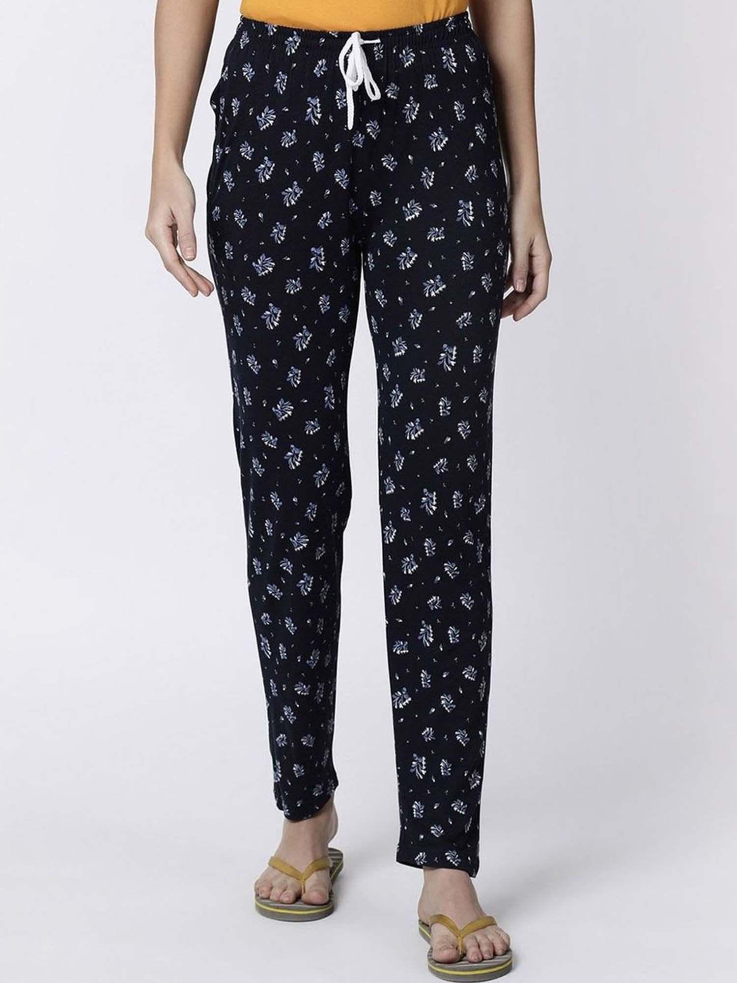 navy blue printed pyjama for women