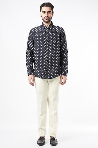 navy blue printed shirt