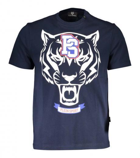 navy blue ps tiger logo print t-shirt
