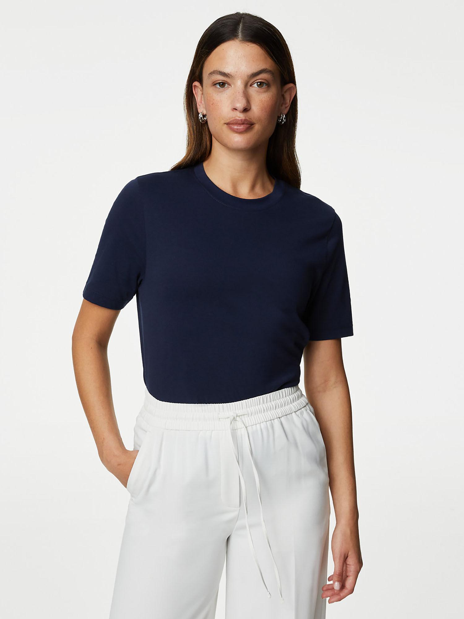 navy blue pure cotton everyday fit t-shirt