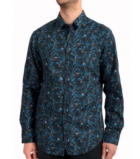 navy blue regular fit floral shirt