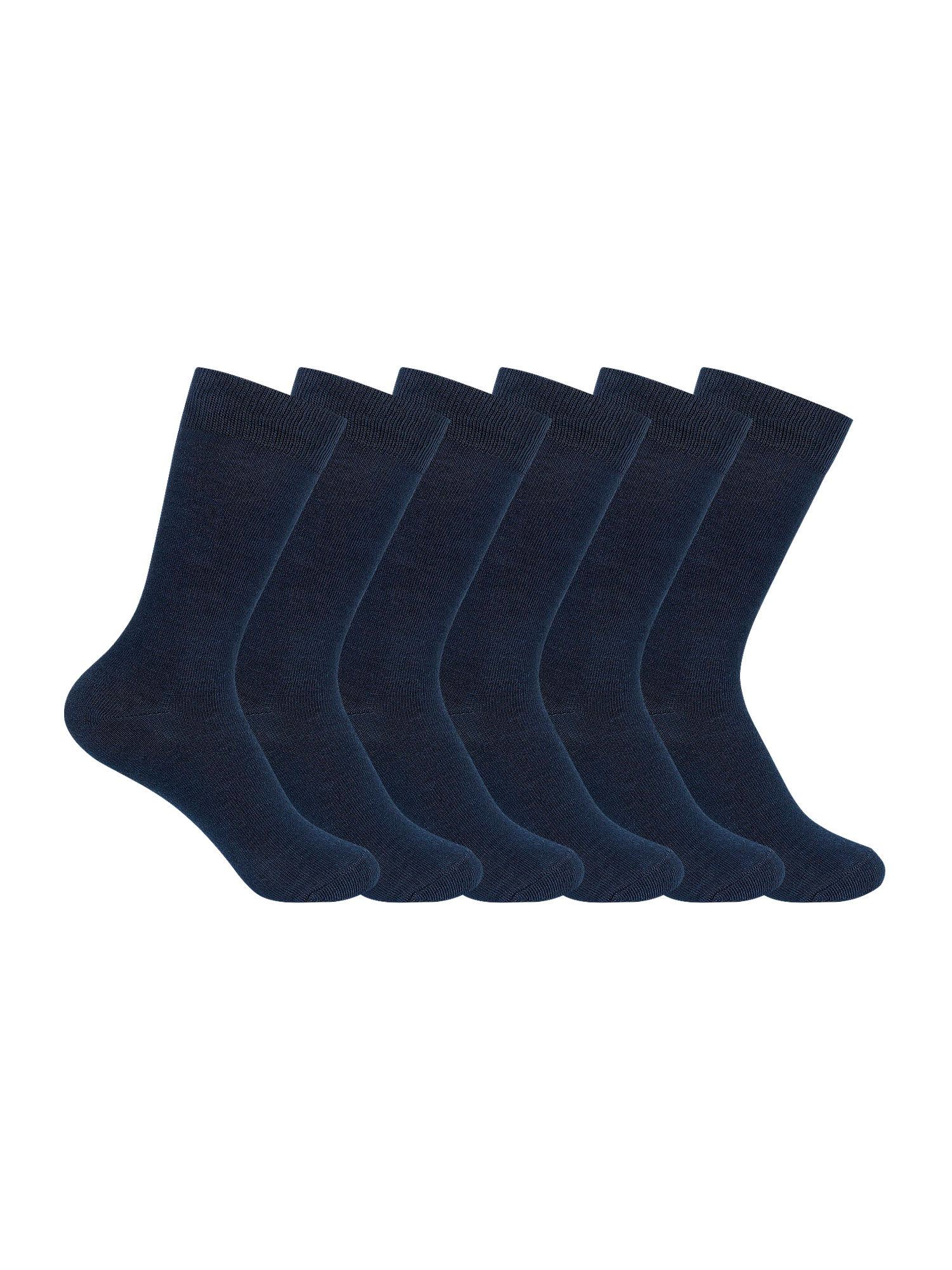 navy blue school uniform regular length combed cotton socks (pack of 6)