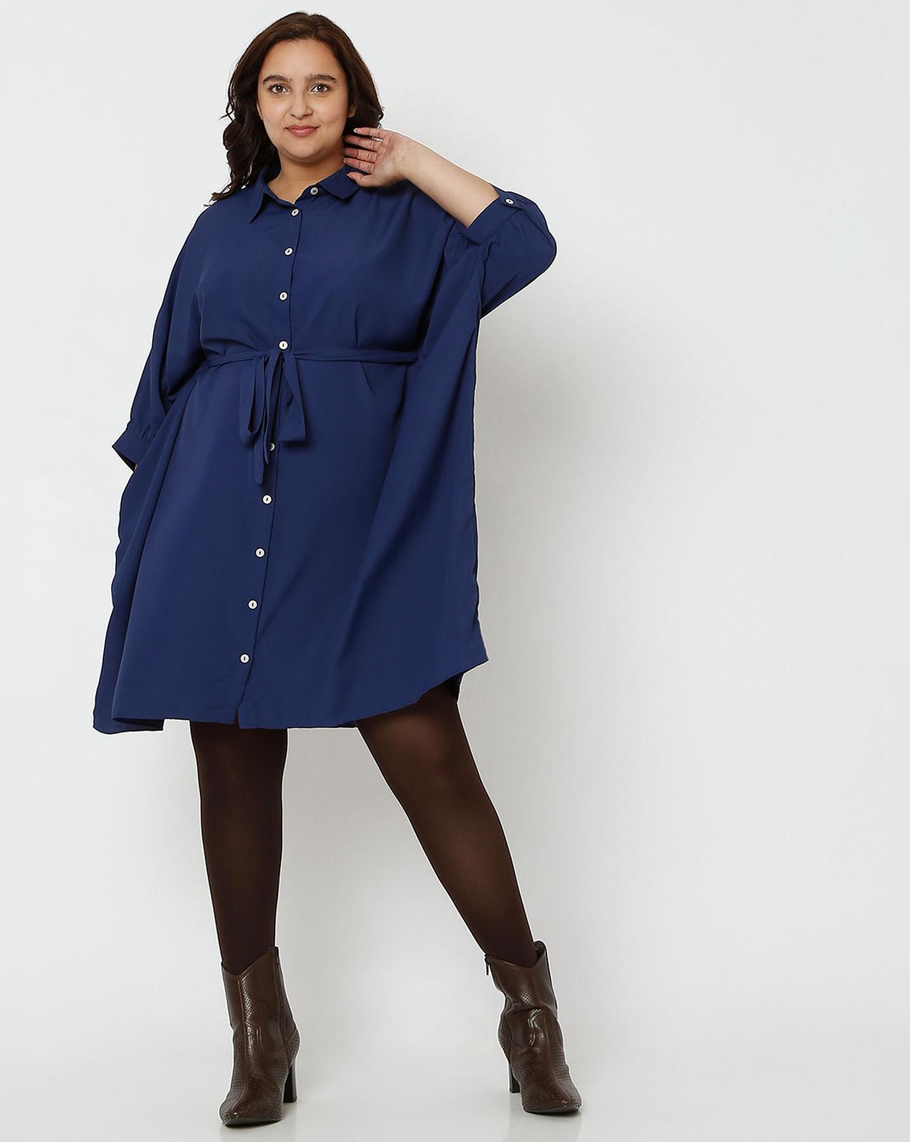 navy blue shirt dress