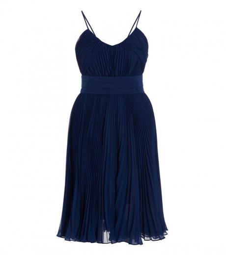 navy blue shoesino pleated dress