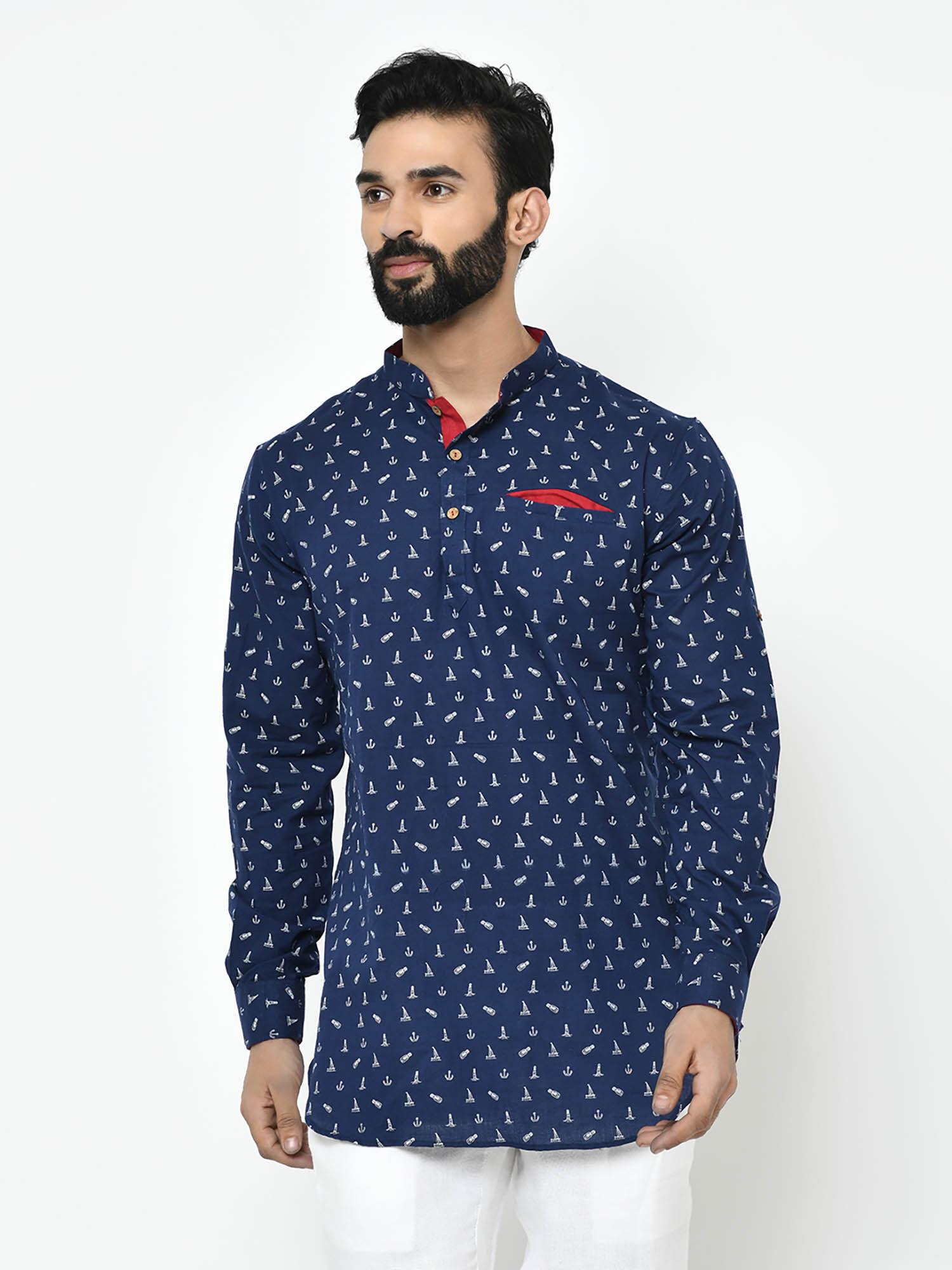 navy blue short kurta