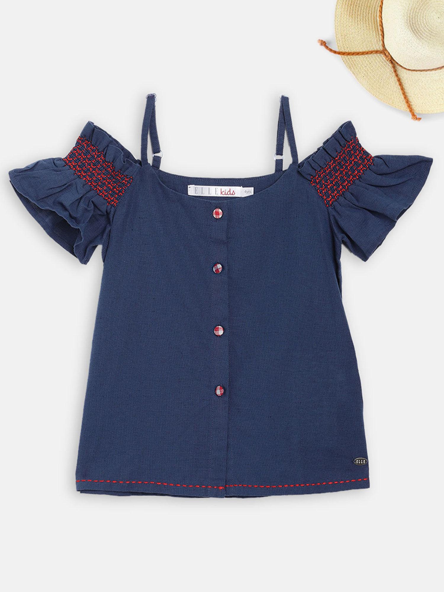 navy blue shoulder straps top