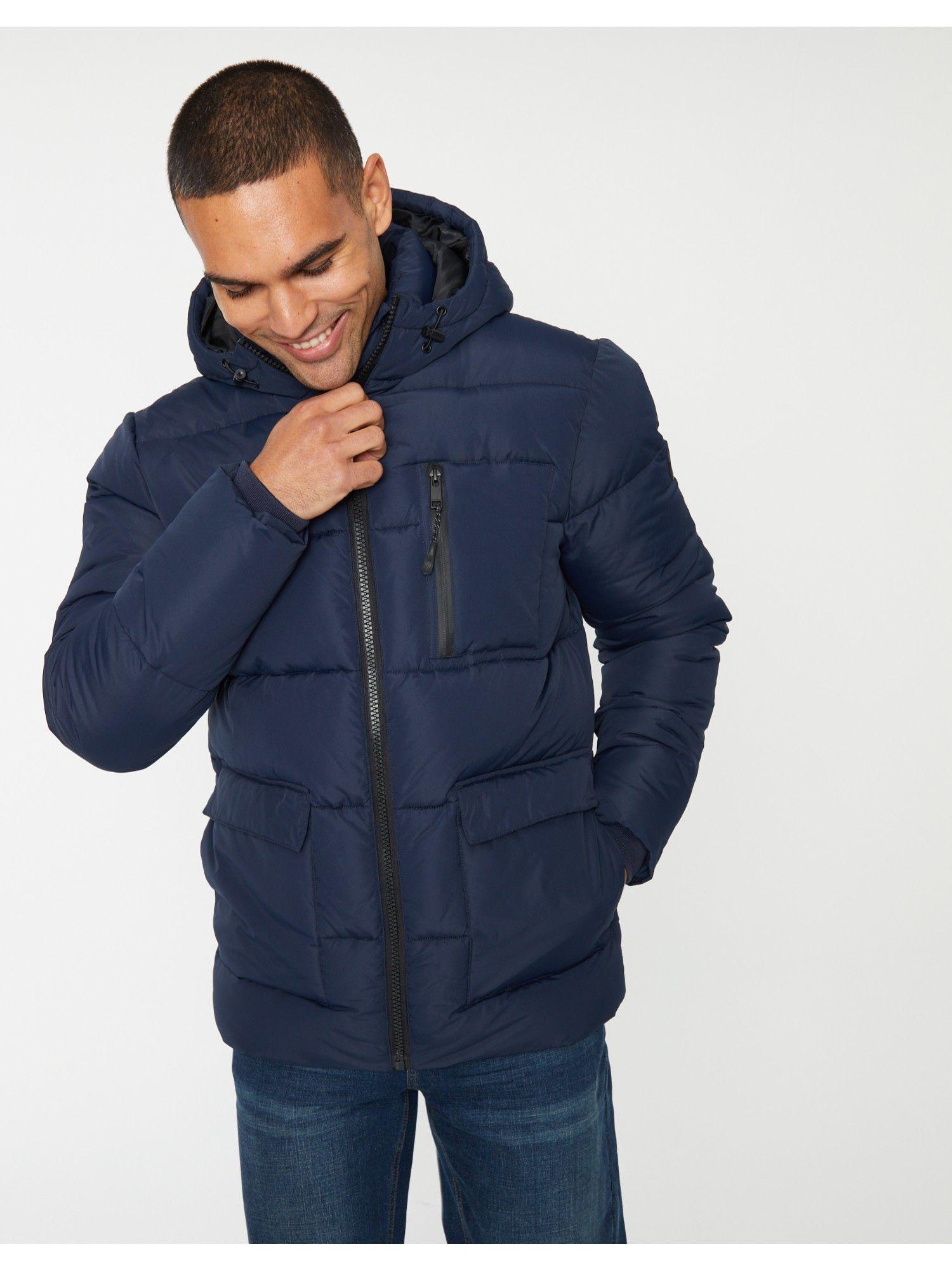 navy blue showerproof double layer puffer jacket