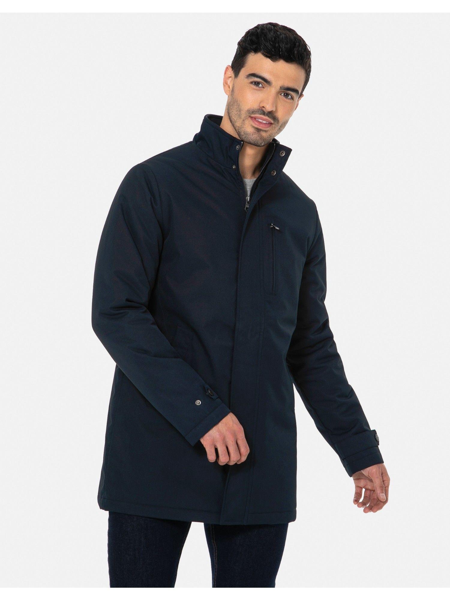 navy blue showerproof funnel neck jacket