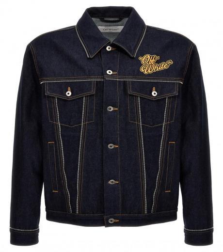 navy blue skate zip denim jacket