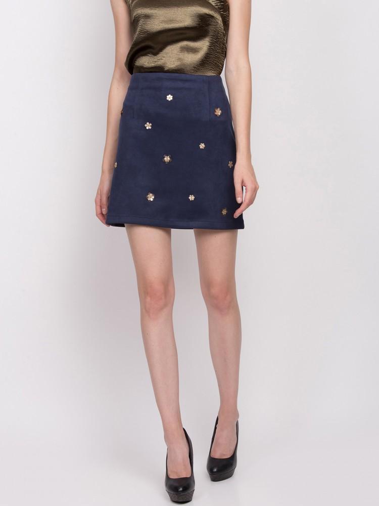 navy blue slim fit skirt