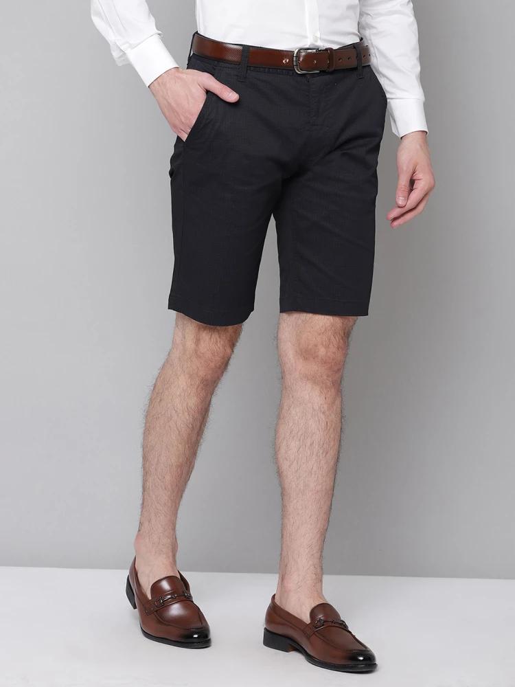 navy blue slim fit solid shorts