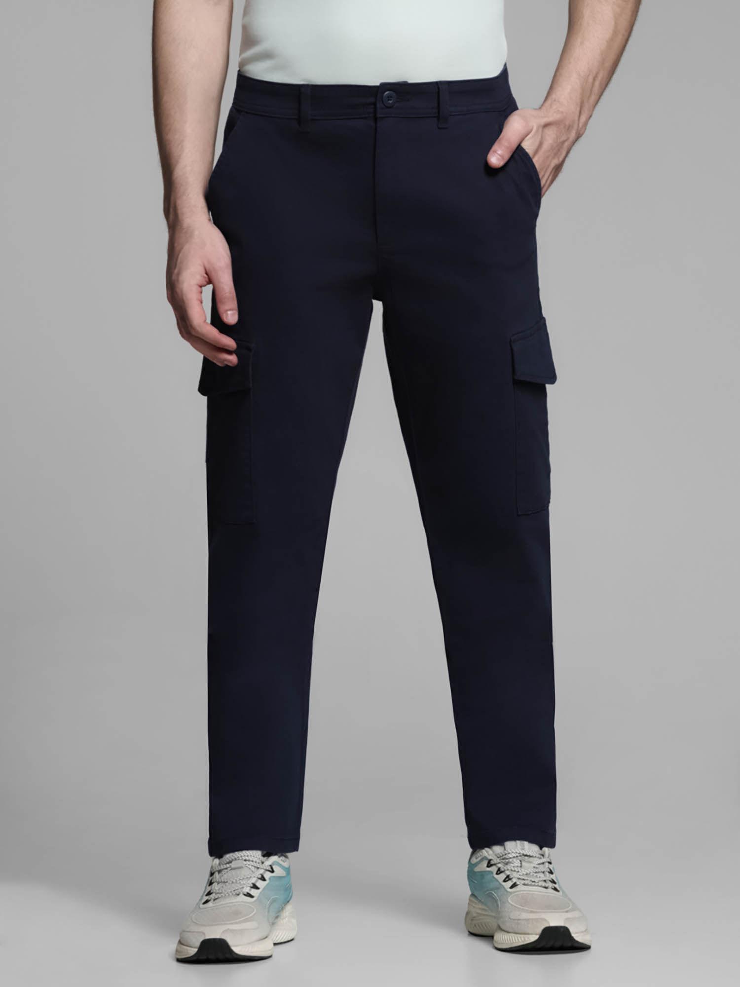 navy blue slim fit stretch cargo pants