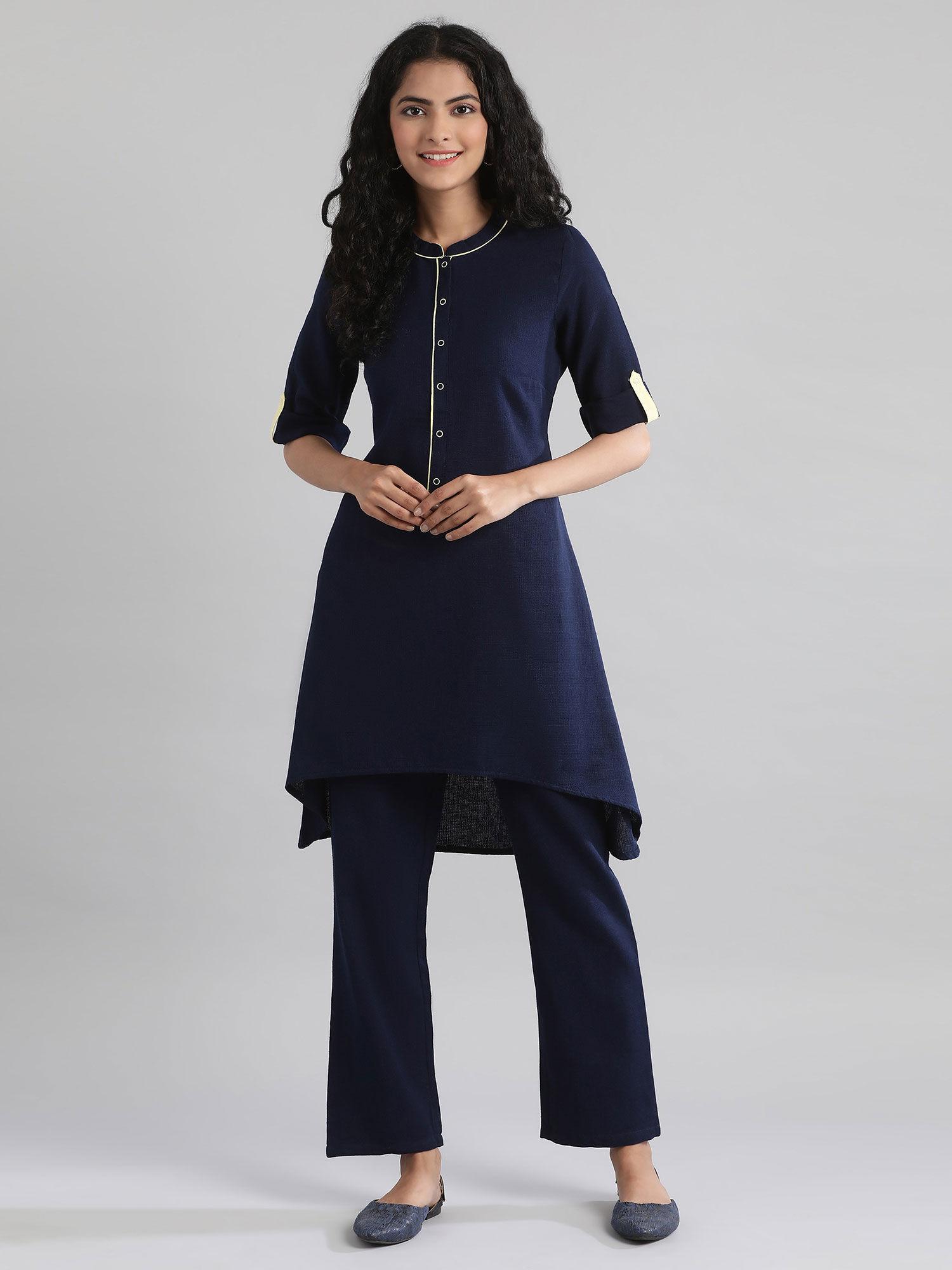 navy blue solid/plain kurta