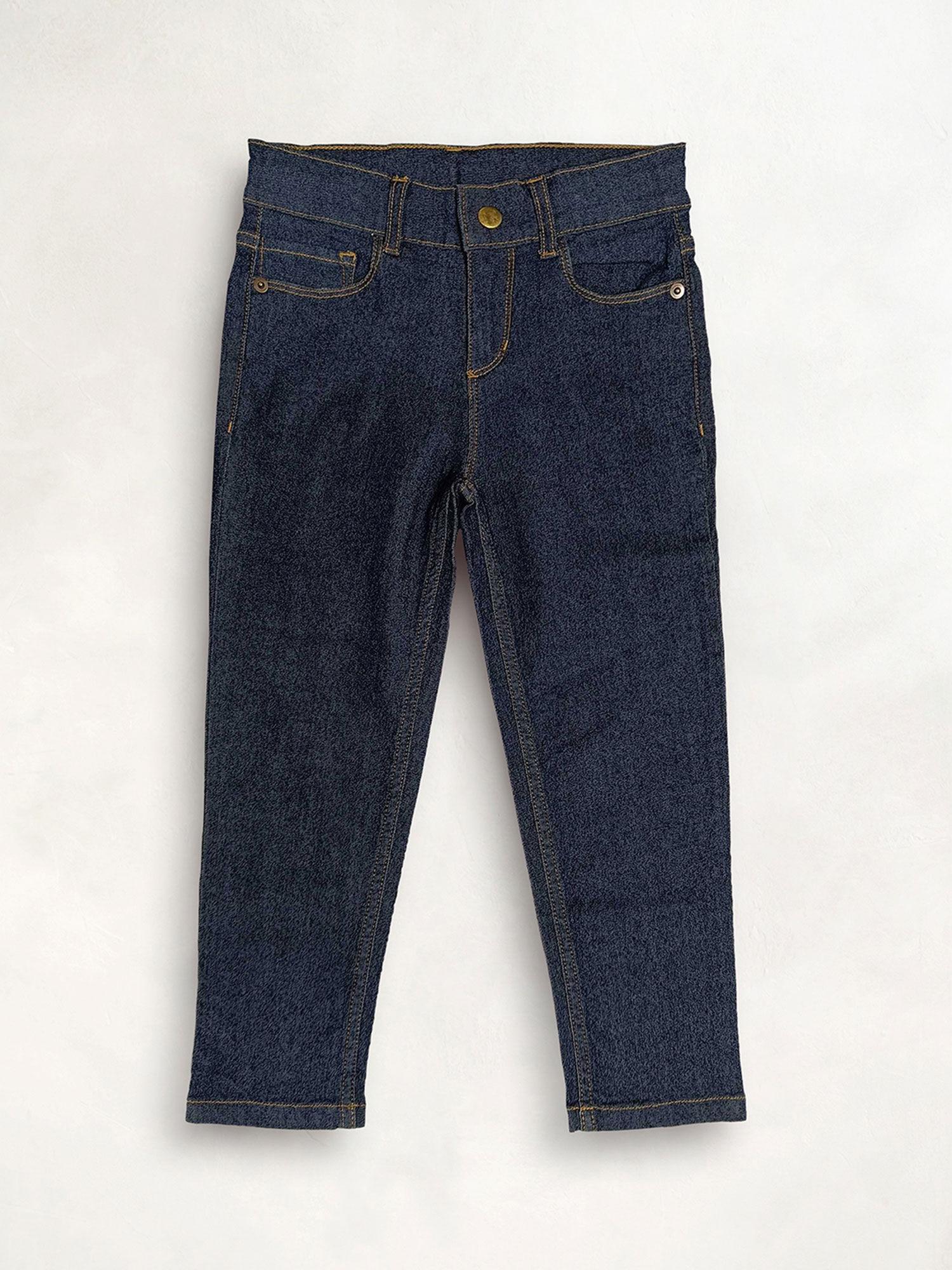 navy blue solid denim habitue jeans