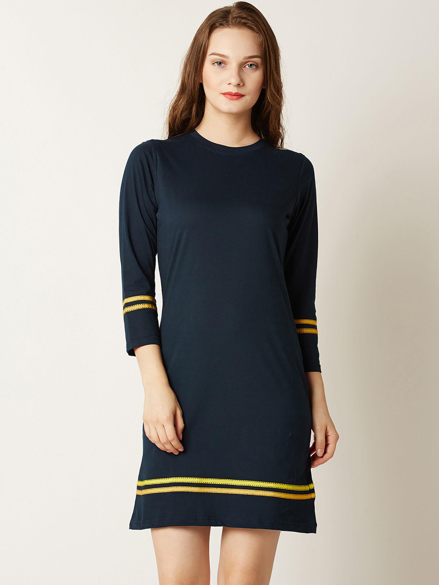 navy blue solid dress