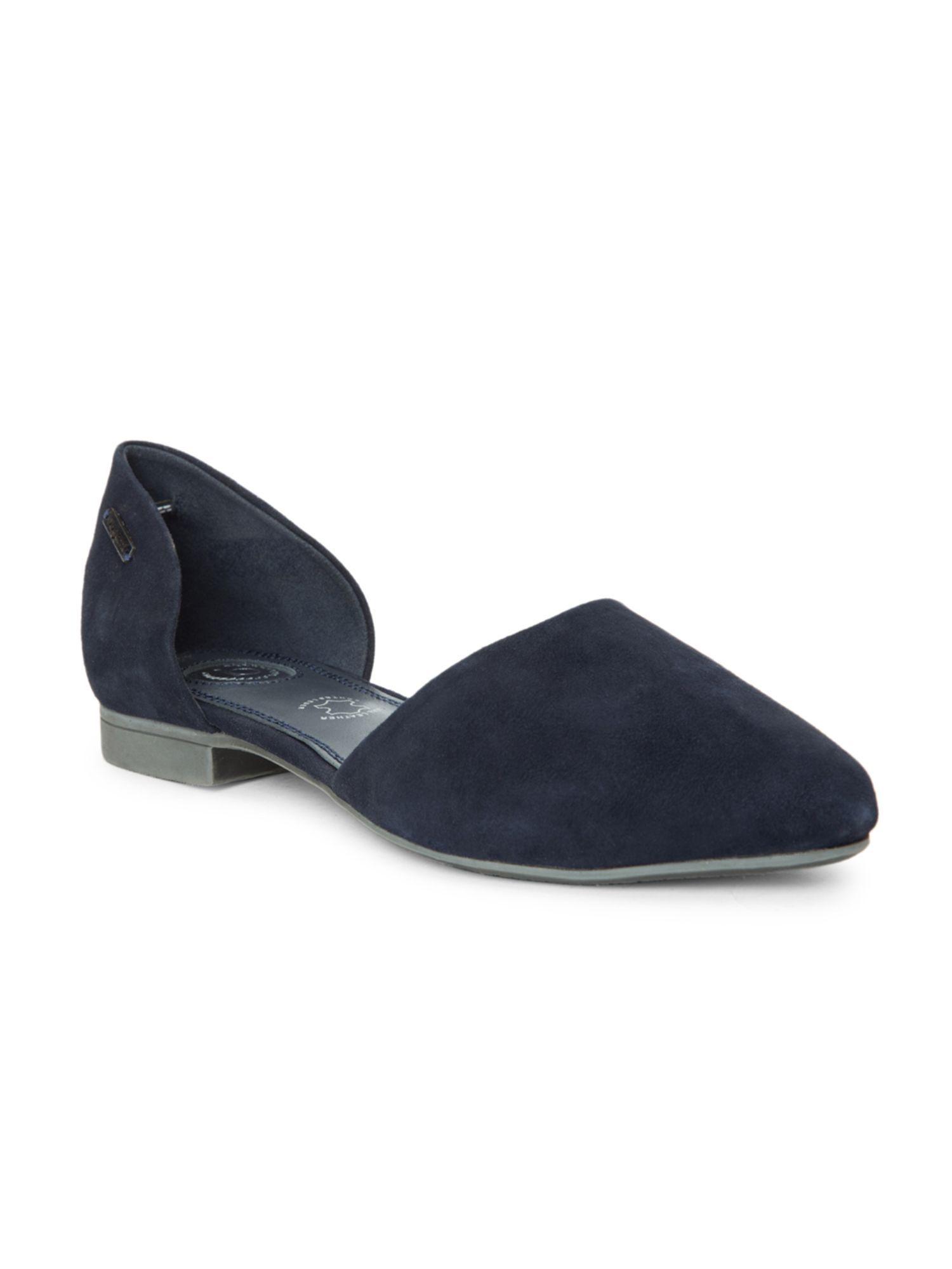 navy blue solid flats