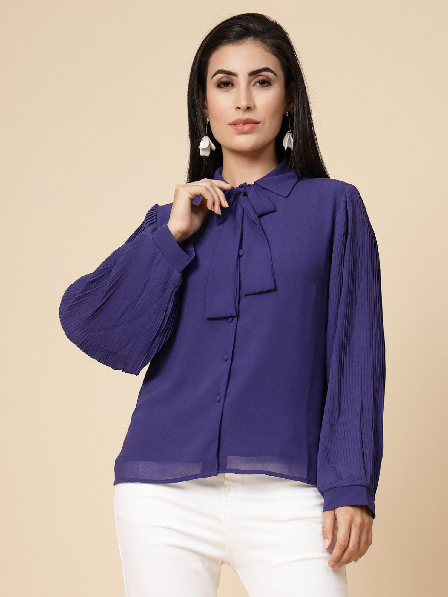 navy blue solid georgette tunic